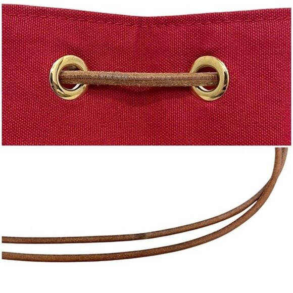 Hermes Draw String Backpack Porochon Mimir PM Red Cotton